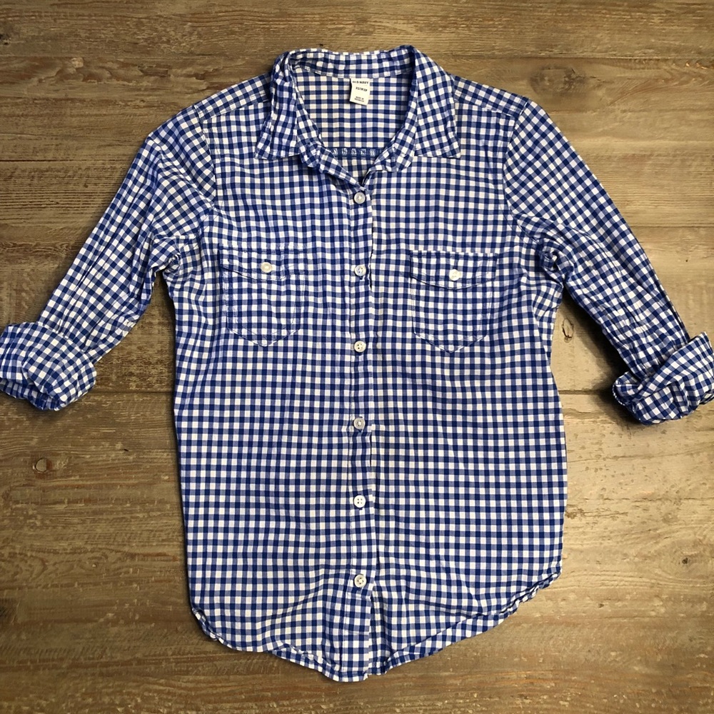 XS Blue gingham Old Navy collared shirt